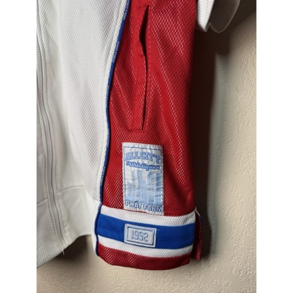 Phat Farm All City Athletiques Red White Blue 1992 Mesh Track Jacket‎ (Men's M) - Picture 3 of 11